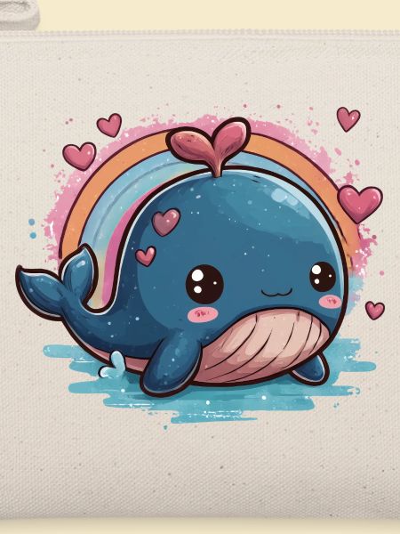 Kawaii Herzwal mit Regenbogen