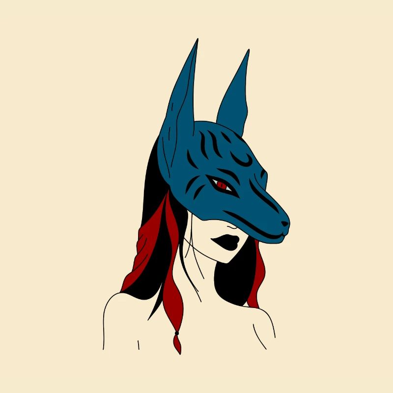 Anime Mädchen mit Anubis Maske