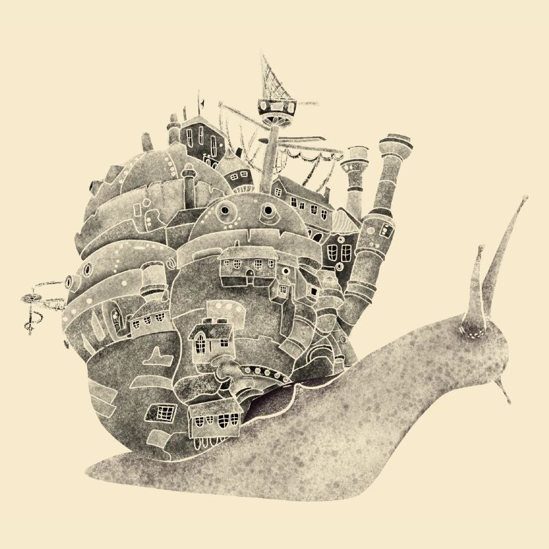 Das wandelnde Schloss auf einer Schnecke