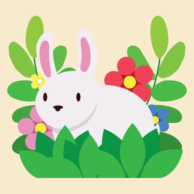 Cute Cottagecore Fluffy Bunny Rabbit With Flowers
