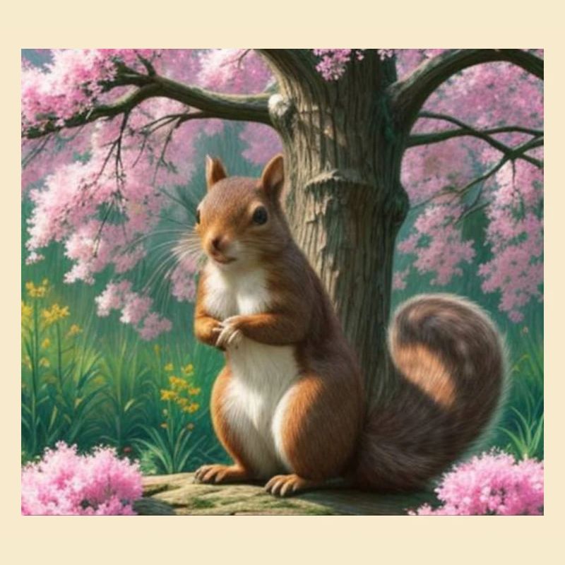 Suirrel withblooming tree - Eichhörnchen