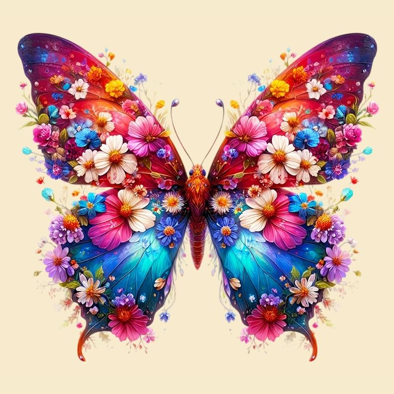 Papillon décoré de fleurs