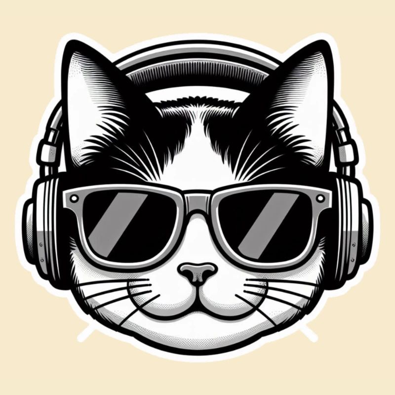 Katze Brille Kopfhörer