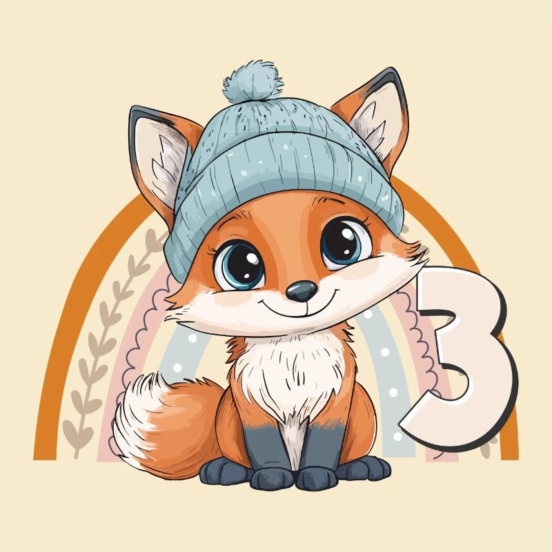 3. Geburtstag Fuchs Regenbogen Süß Niedlich