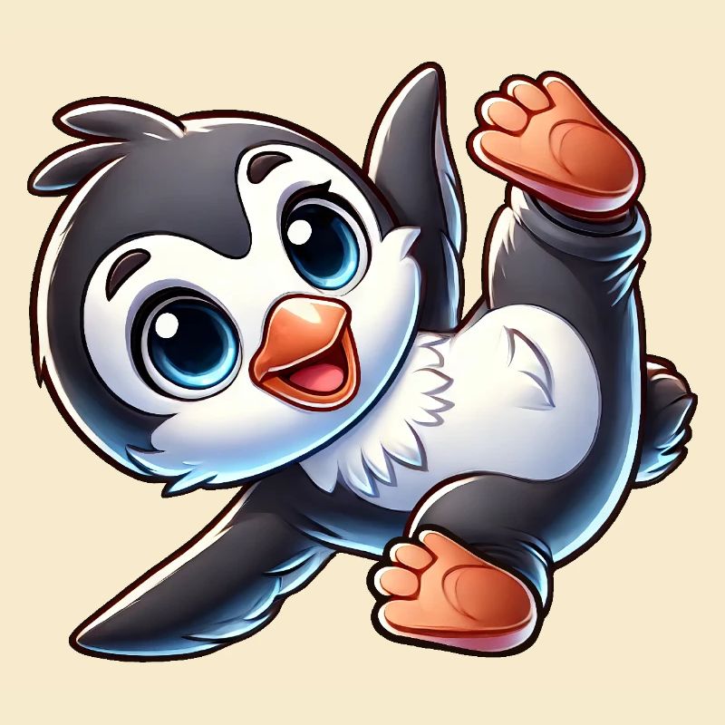 Mignon pingouin équilibre sur les mains Breakdance