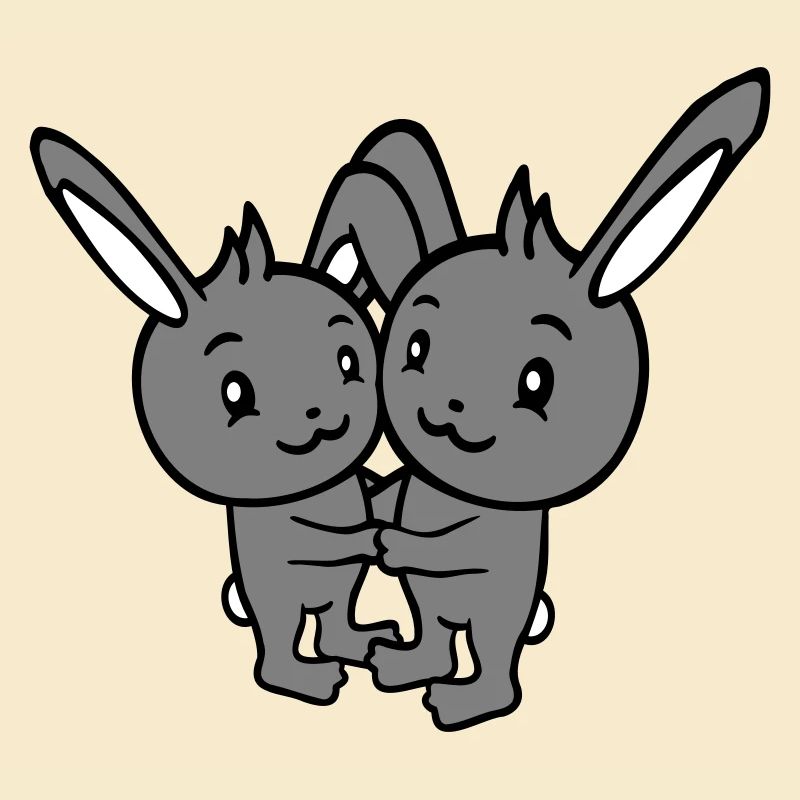 2 lapins deux amis équipe équipage couple câlin mignon