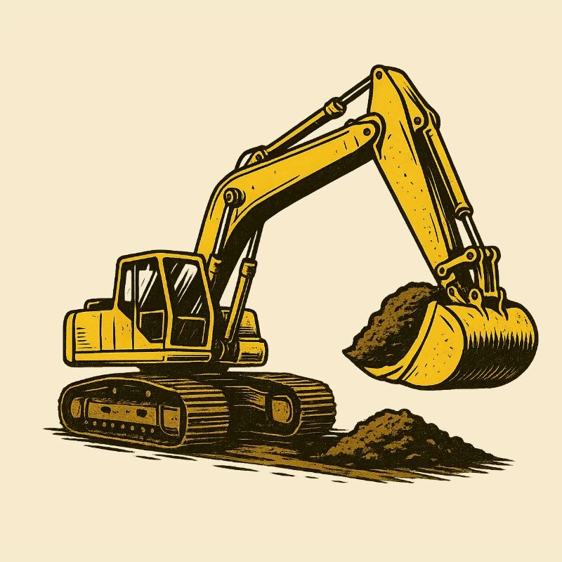 Excavator in dust