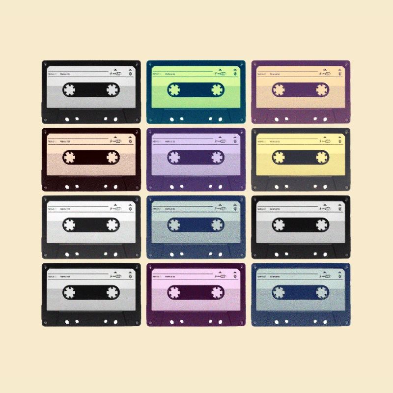 Retro-farbige Kassetten
