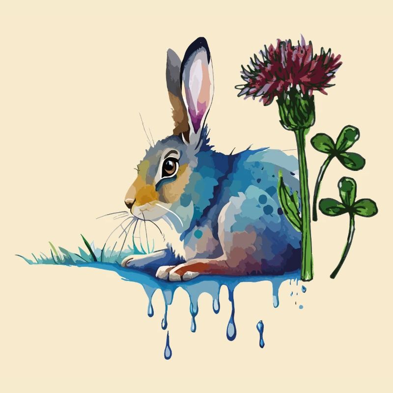 bunter Hase mit Klee