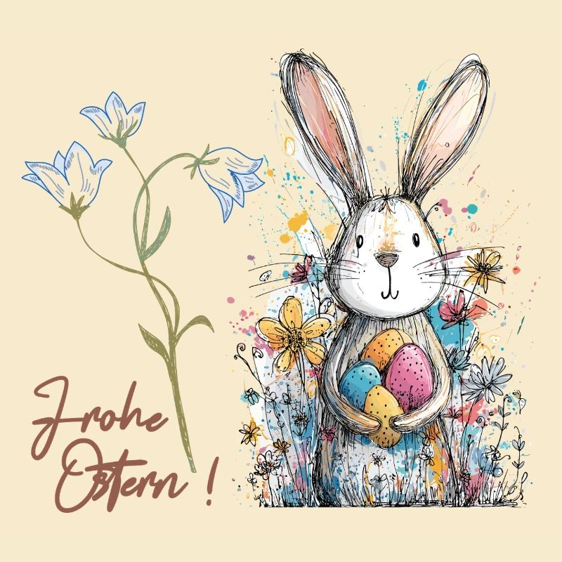 Osterhase mit bunten Eiern