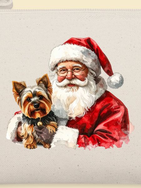 Weihnachtsmann- und Yorkshire Terrier-Kunst