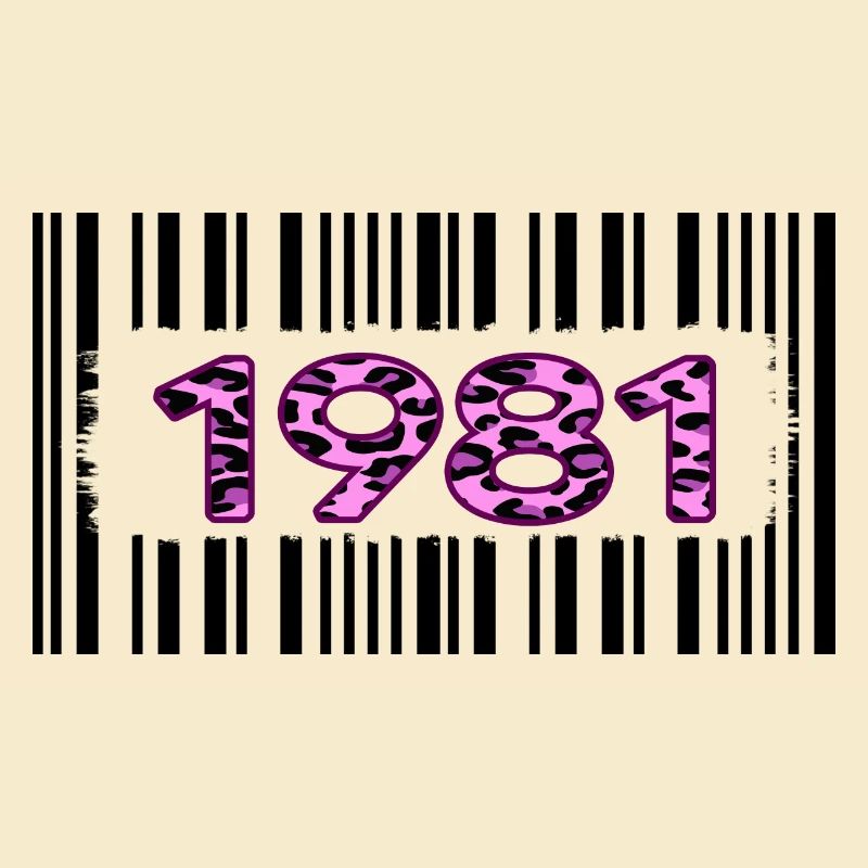 1981 Birthday Anniversary Barcode Pink Leopard