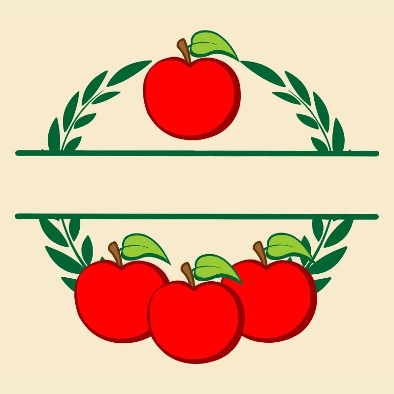 Apples in laurel wreath red apples