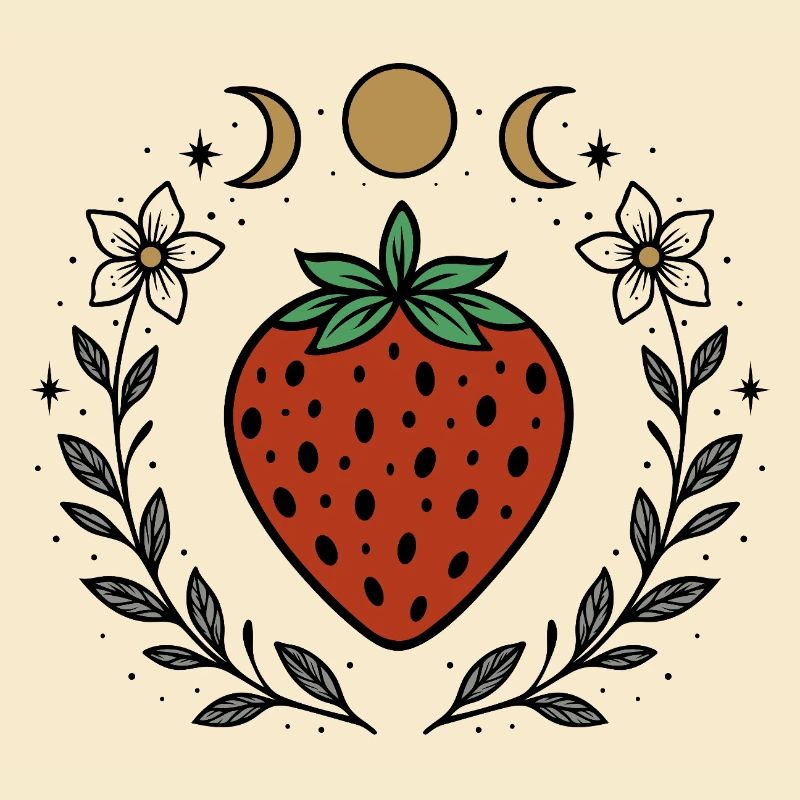 Strawberry & Moon Phases - Botanical Magic