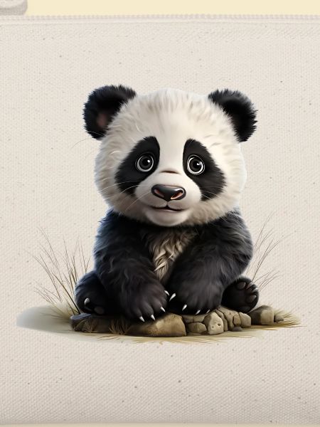 Panda Jungtier am Stein