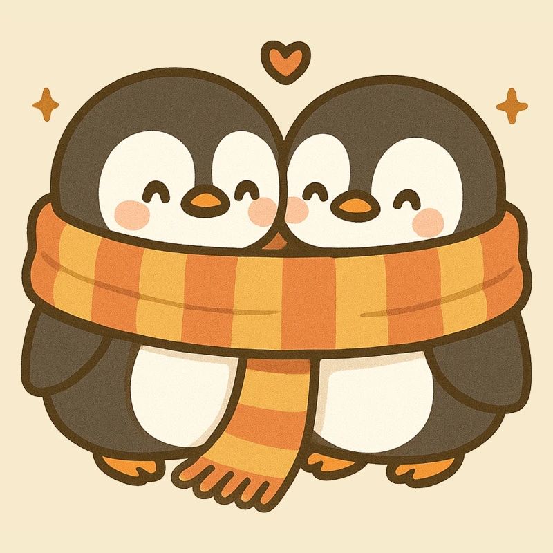 Twin Pinguin Umarmung mit Schal