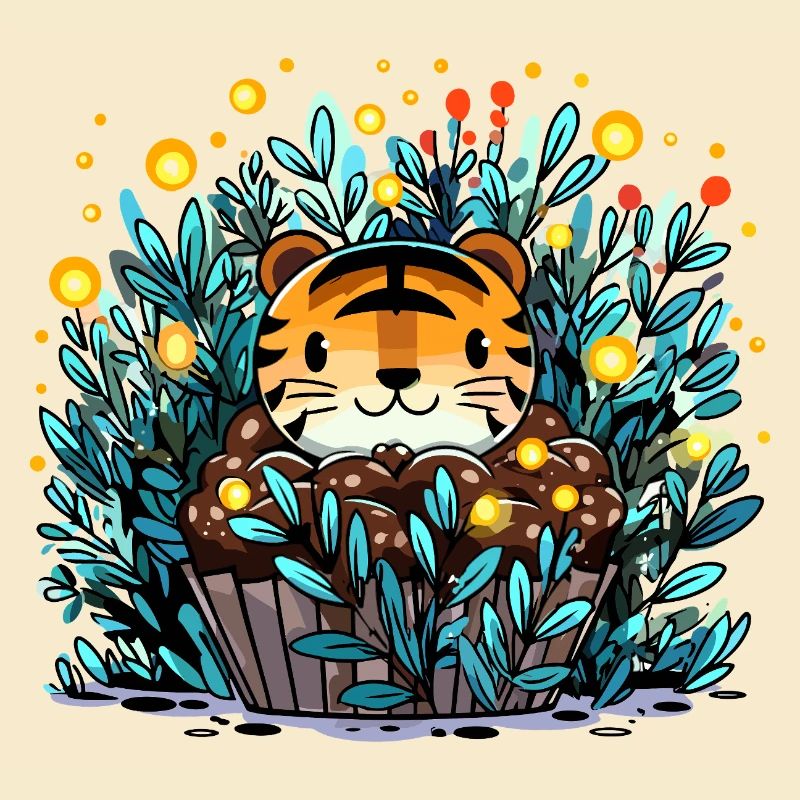 Tiger im Blütenkorb Cupcake