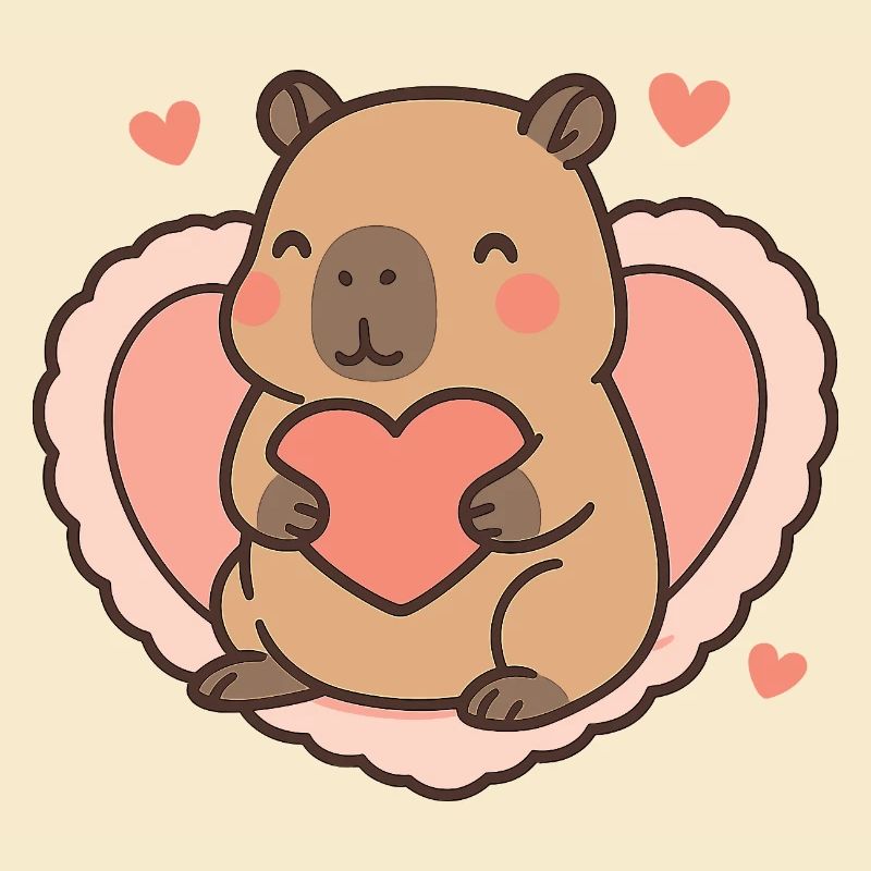 Capybara im Herzrahmen – Süßes Valentinsmotiv