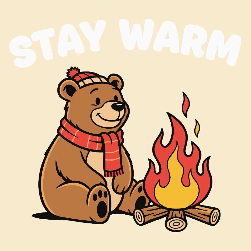 Winter bear at the campfire