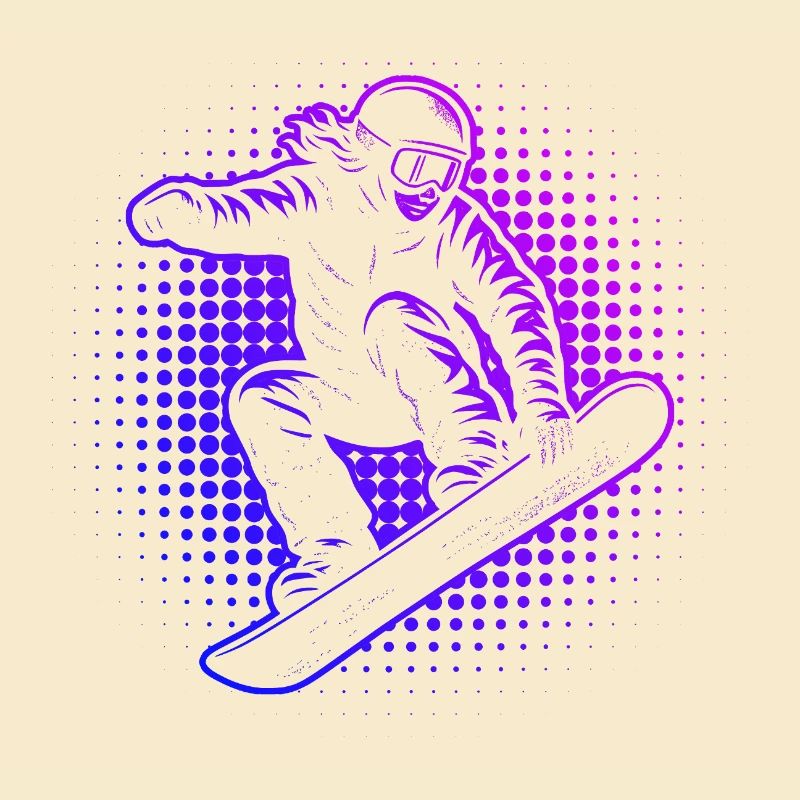 Neon Snowboarder Retro Vaporwave
