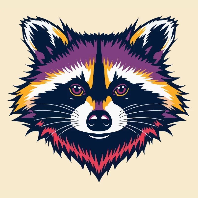 Neon Waschbär Kopf