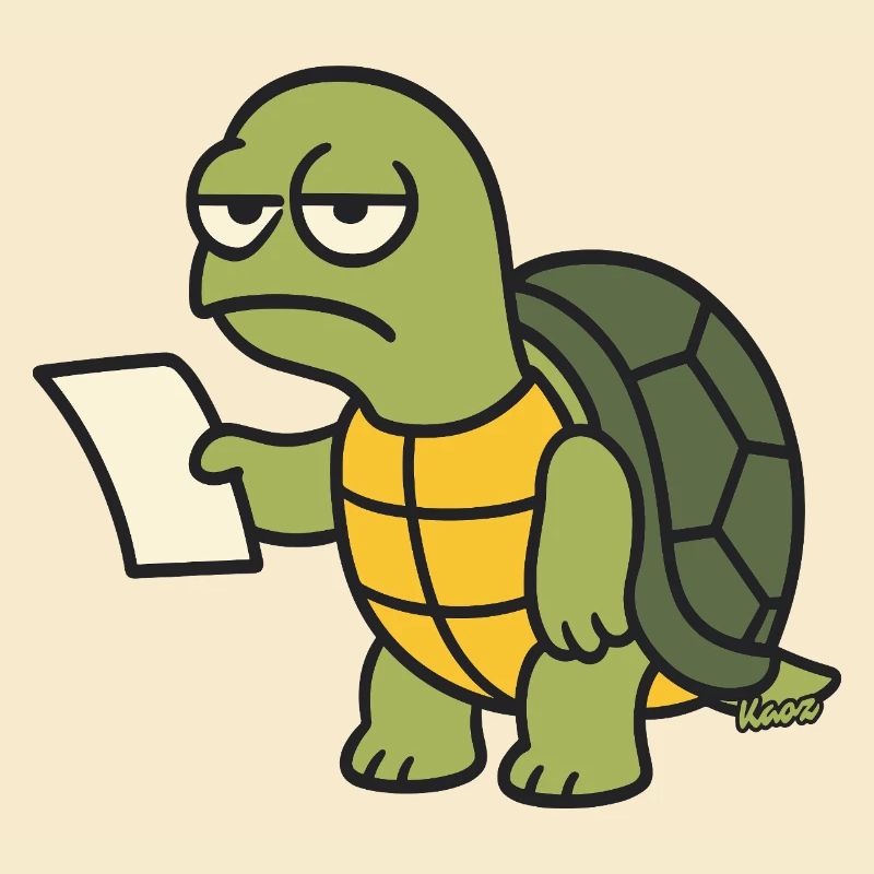 Langsame Schildkröte mit Papier