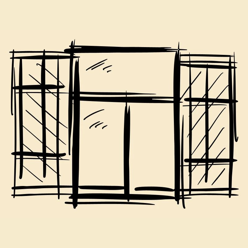 Old Window with Shutters Hinged Shutters Drawing