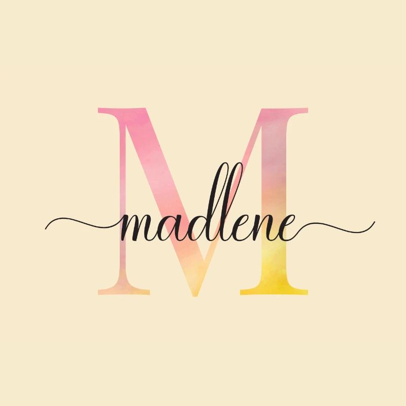M | Monogramme | Nom | Madlene |Aquarelle