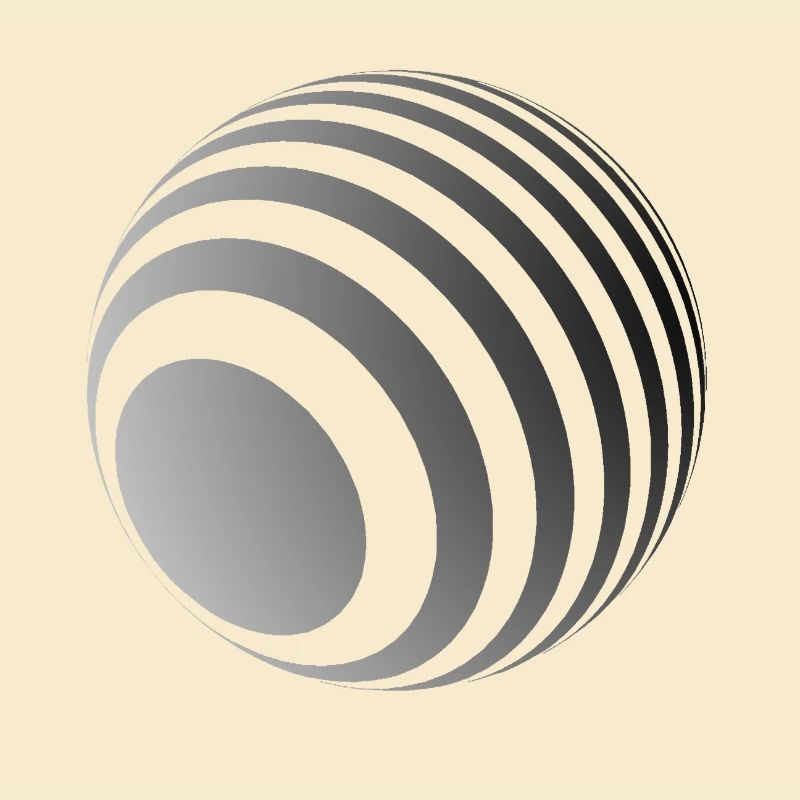 Boule 3D avec rayures grises