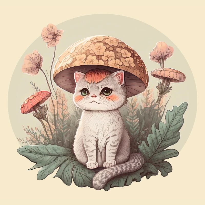 Aesthetic Cat Toadstool Hat Mushroom Cottagecore