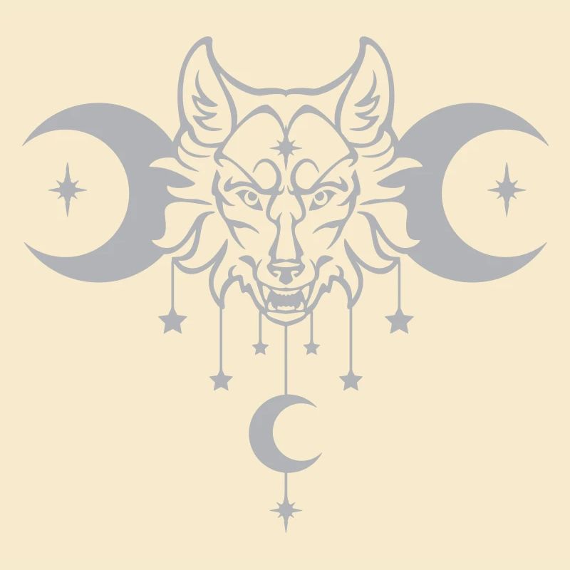 Wicca Moon Wolf - Customizable Color