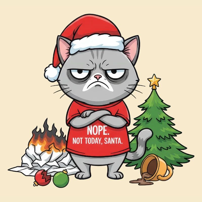 Grim Christmas cat refuses Santa