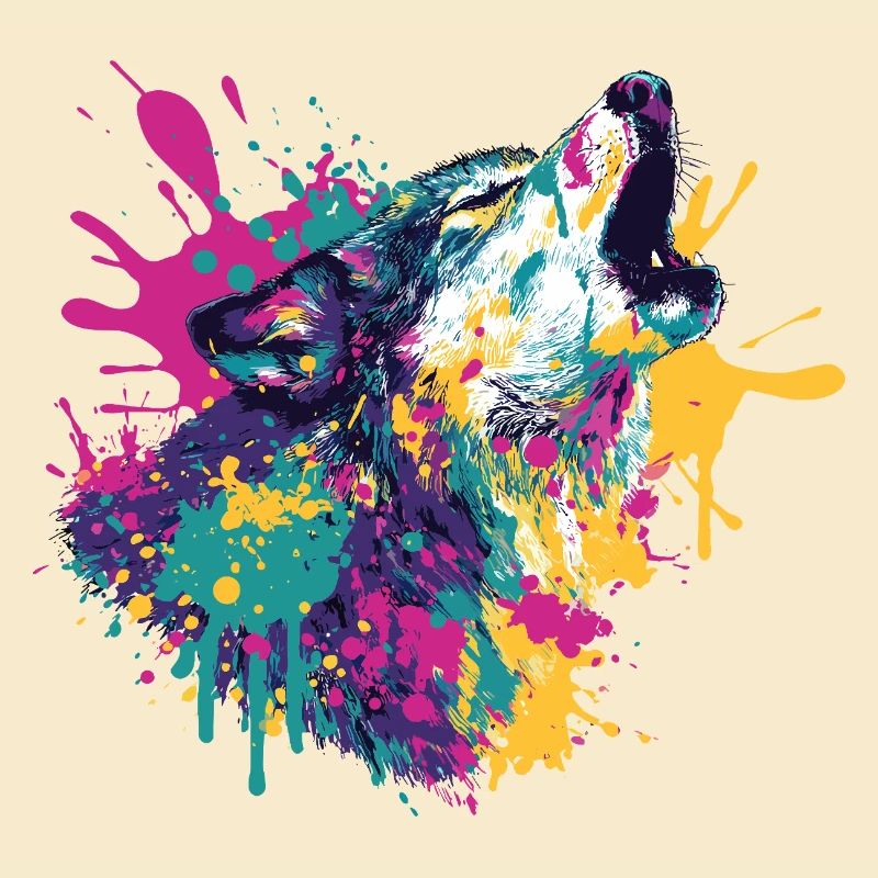Wolf im Farbexplosion Stil
