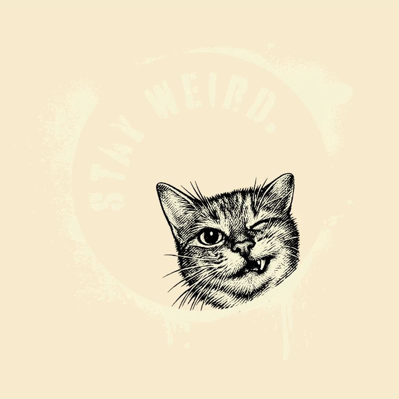 Stay Weird – Graffiti Cat Vintage Effect