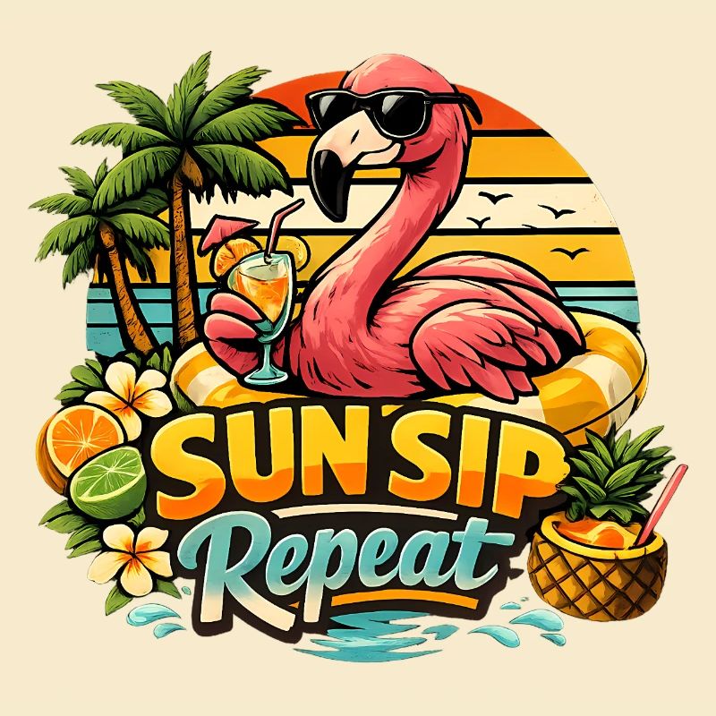 Flamingo Sommer Urlaub Sun Sip Repeat