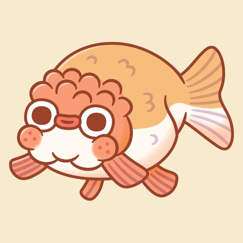Cute Derpy Ranchu Goldfish Doodle