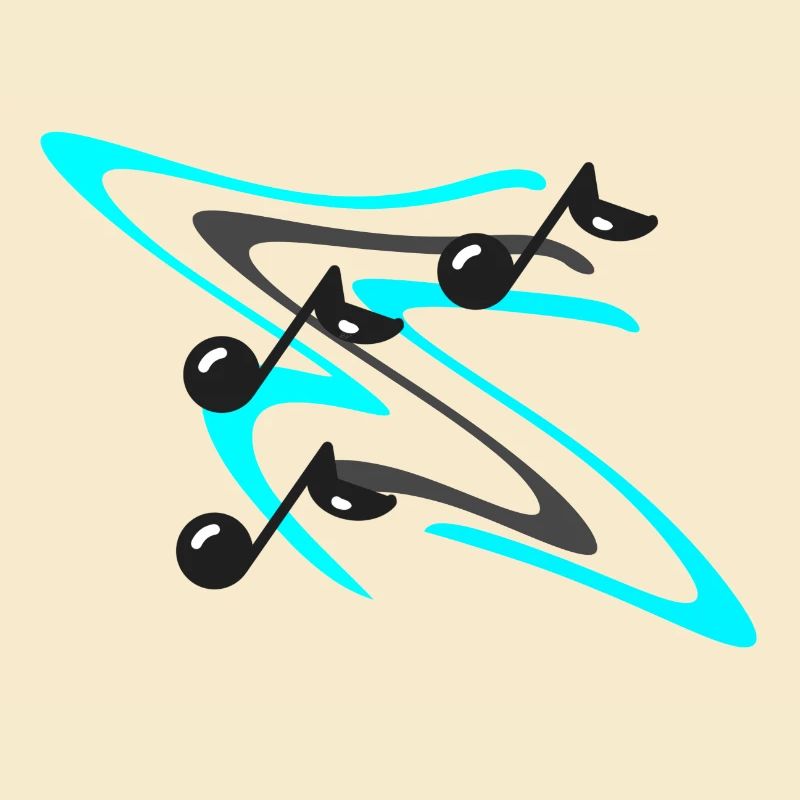 Musical notes on colored background