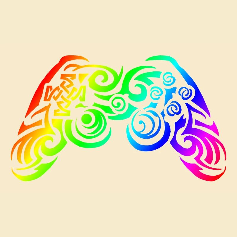 Controller Regenbogen Tribal Tattoo Gaming