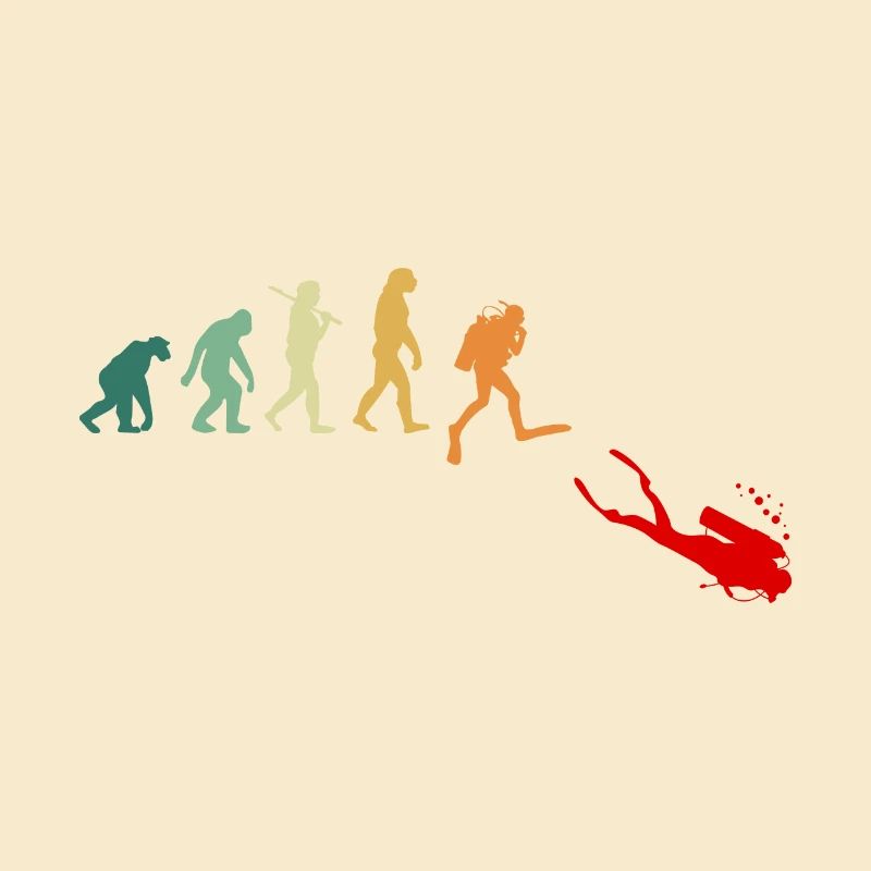 Scuba diving diving evolution retro funny
