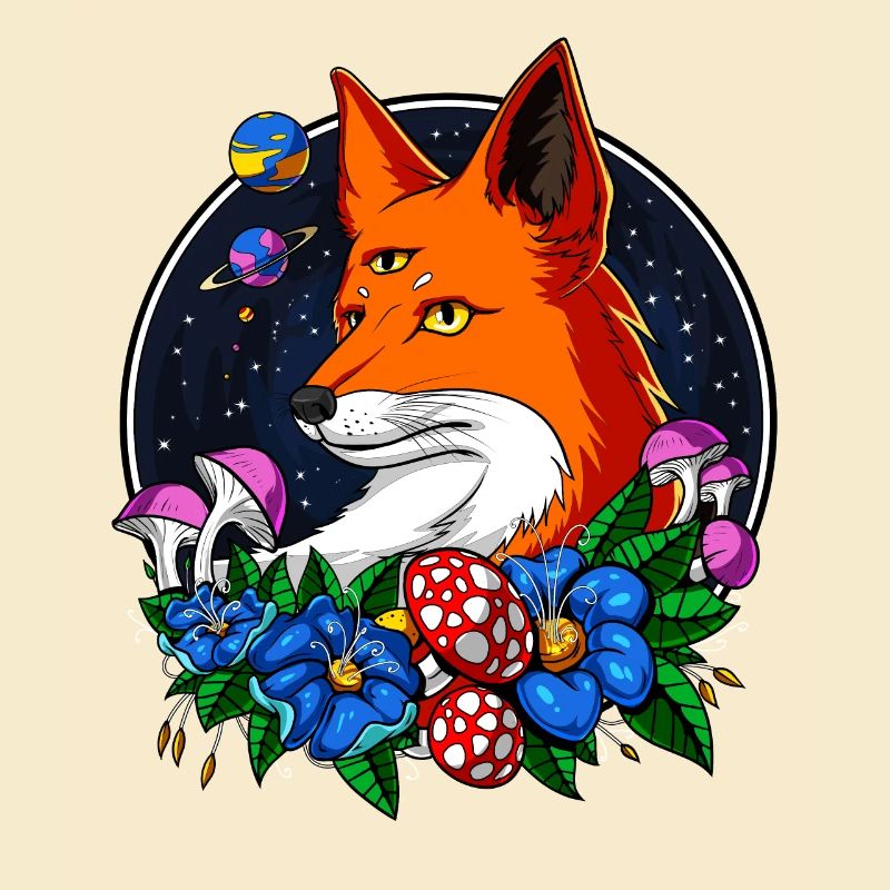 Psychedelic Fox Magic Mushrooms Third Eye