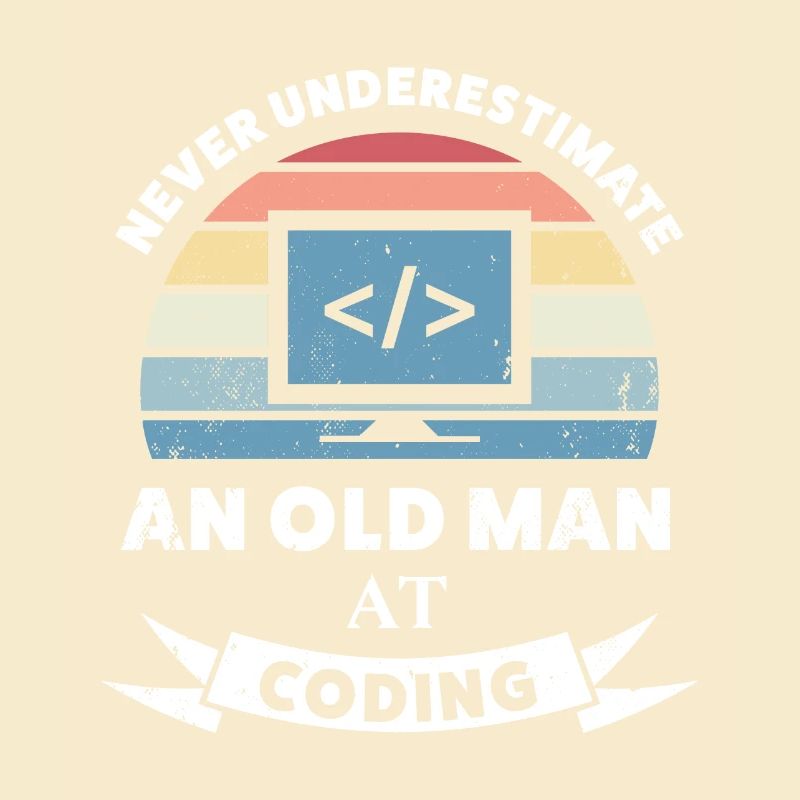 Lustiger alter Mann beim Codieren-Programmiergeschenk