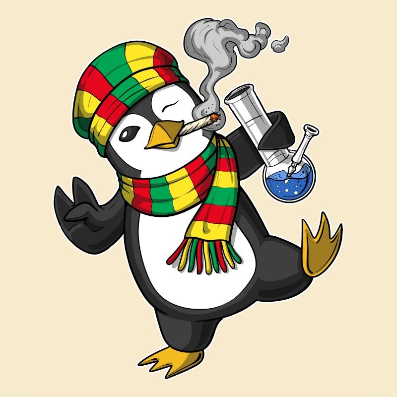 Pinguin Rauchen Unkraut