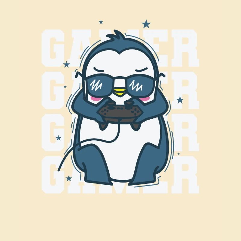 Penguin as a gamer with controller Antarctica