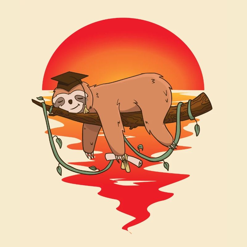 Sloth Student Diploma High School Student Studying Student Tired