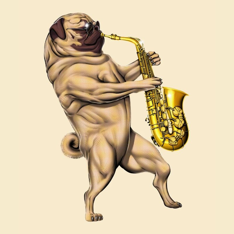 Mops-Saxophon-Spieler