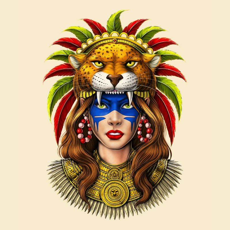 Azteken-Krieger-Jaguar-Kopfschmuck