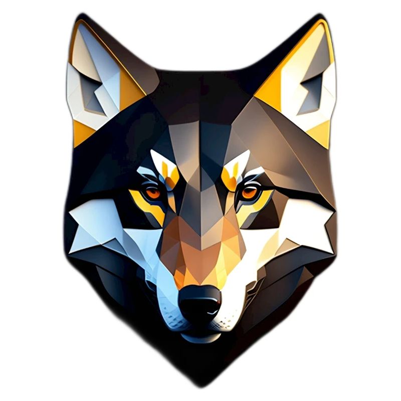 Low Poly Wolf Face Design