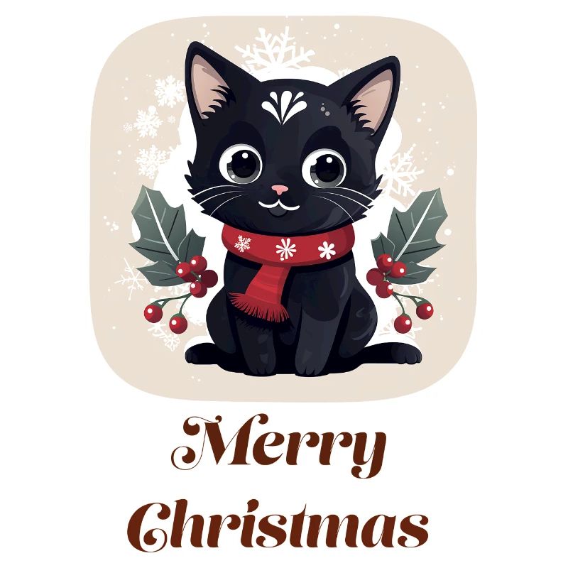 Joyeux Noël de chat noir mignon
