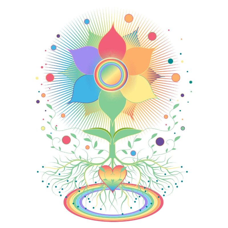 Flower with Root and Rainbow Symbol for Pride