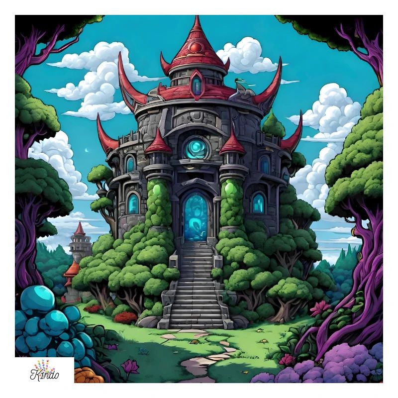 Comic style temple